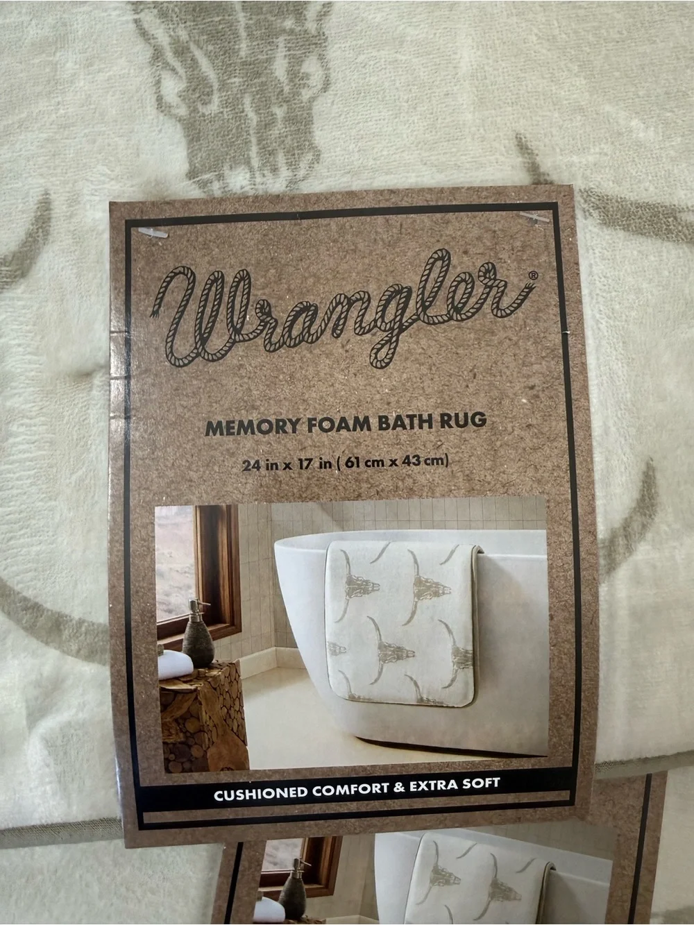 Wrangler Memory Foam Bath Rug - Cream with Taupe Accents